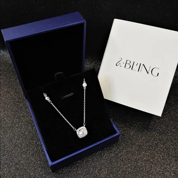 SBLING Platinum Plated Cubic Zirconia Necklace - Picture 3 of 4